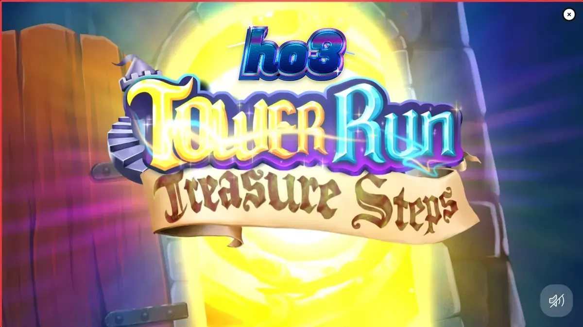Tampilan visual pixel-art dari slot Tower Run Treasure Steps dengan karakter Bob mendaki menara.